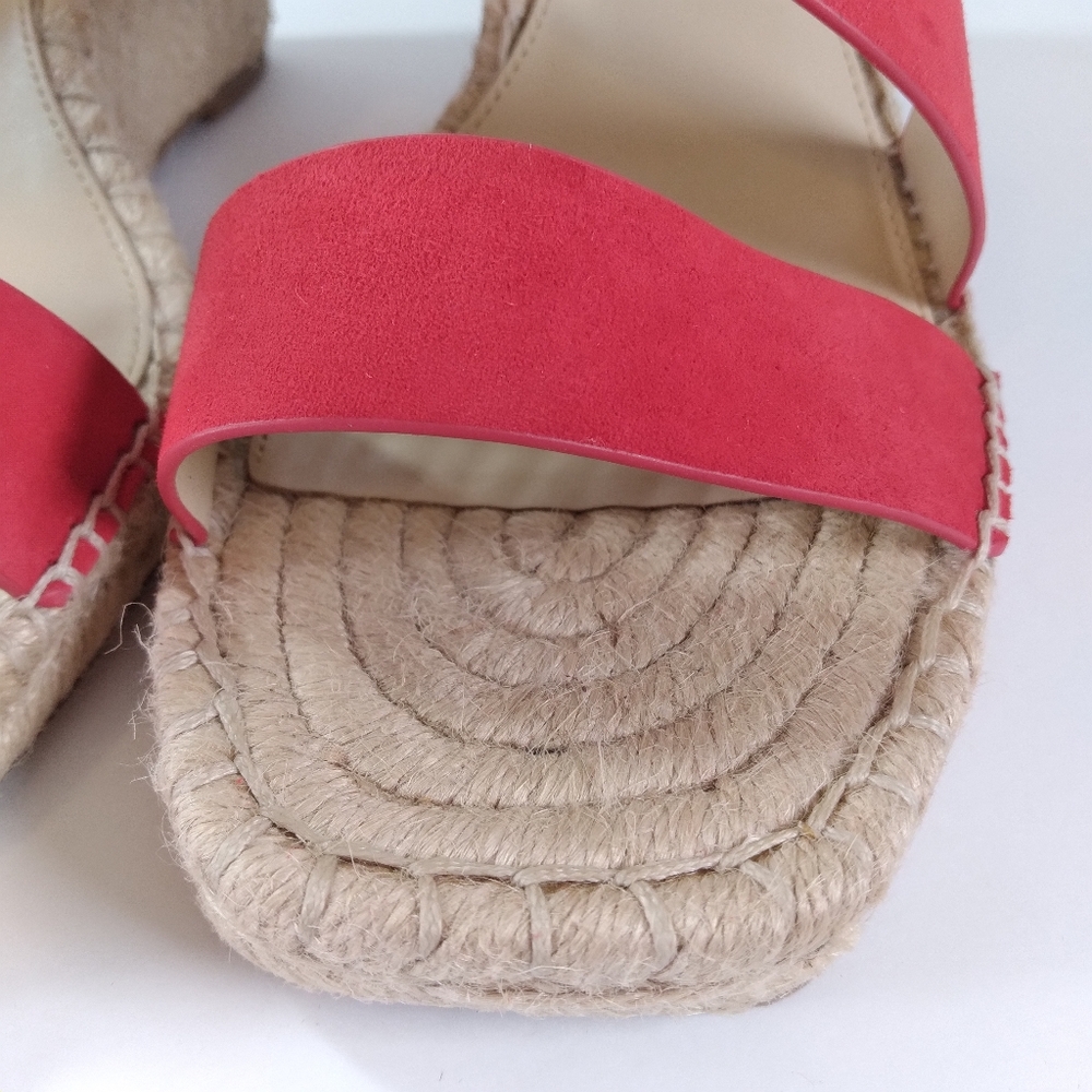Vince Camuto Martissy Suede Espadrille Wedge Strappy Sandals Razz Red Size 9 - Picture 9 of 11
